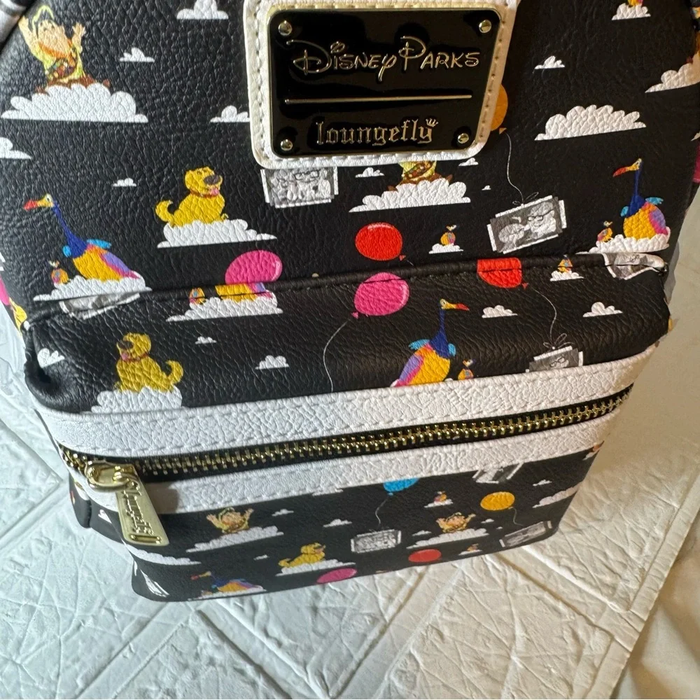 New Disney Parks Loungefly Mini Backpack Movie Up Black & White